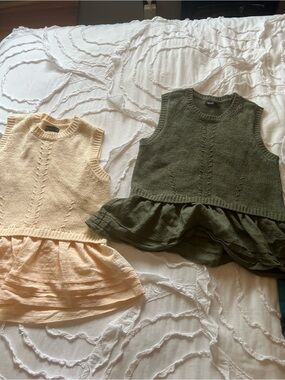 Kids Knit Peplum Top - Olive Green